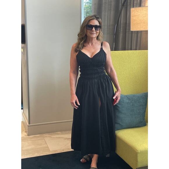 SAU LEE Black 100% Cotton Hourglass Smock Waist Brielle Midi Dress Size US 4 - Picture 15 of 15